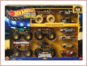 Hot Wheels 50 BIGFOOT TROPHY CHAMPIONS Exclusive BIGFOOT - 5 Trucks 6 Cars  GOLD - Picture 1 of 11