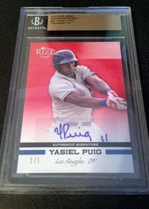 YASIEL PUIG 2012 Rize Autograph Rookie RED BLANK BACK Auto RC 1/1 - Picture 1 of 2