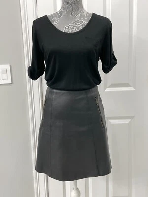 $695 Burberry Brit Camiseta Top Cuero Falda Vestido, Talla 4 Foto 1 de 4