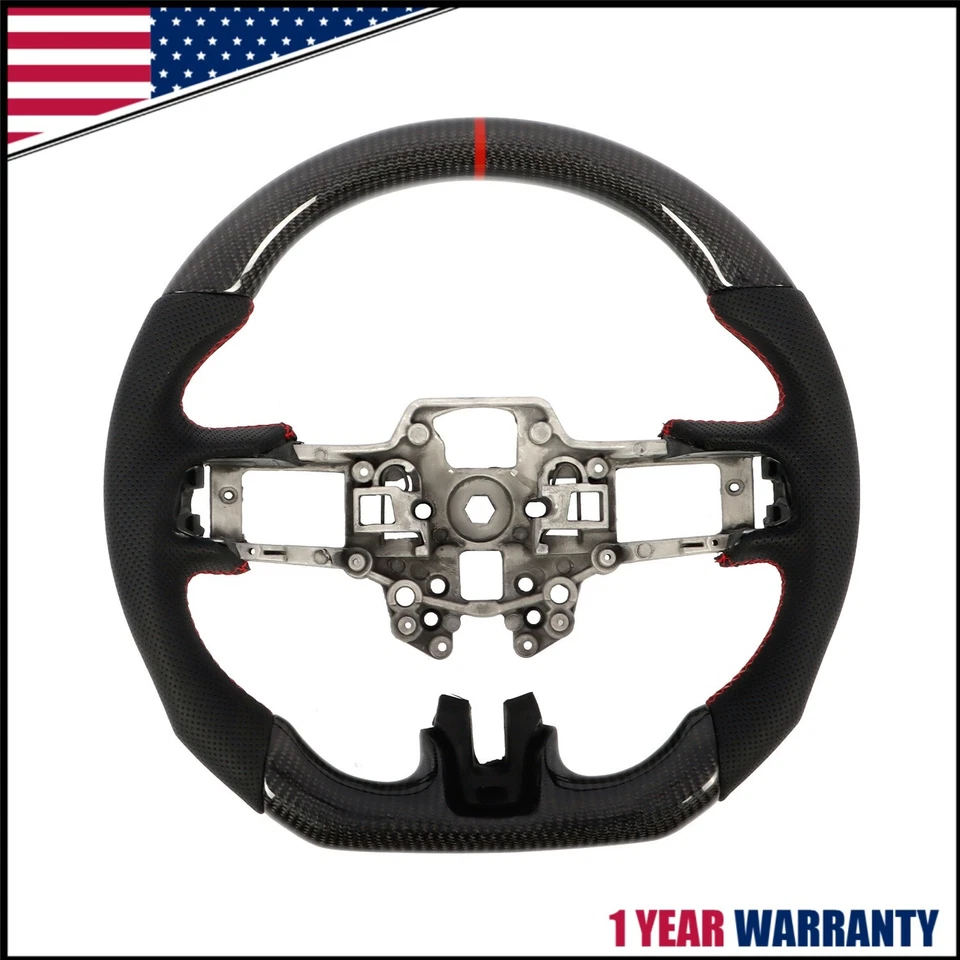 Real Carbon Fiber Steering Wheel For Ford Mustang EcoBoost GT 2018 2019-2023 - Image 1 of 4