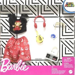 Barbie Doll Super Mario Brother Video Game Clothes Shirt Skirt 6 Accessories Set - Picture 1 of 6