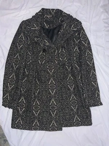 Steve Madden schwarzer Brokat Gobelin Wollmischung Mantel Plissee Empire Taille Gr. SM - Bild 1 von 9