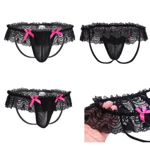 Sissy Para hombres Encaje Bikini Sexy Calzoncillos Malla Bolsa Ropa Interior Bragas Tanga Cuerda G - Imagen 1 de 60