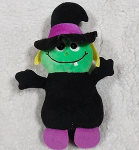 Halloween Witch 9" Plush Black & Pink Hat Green Face Blonde Hair World Plush INC - Picture 1 of 11