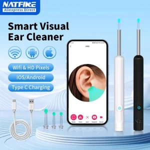 Smart Visual Ear Cleaner mit Kamera 1296P Ohrsticks USB C Aufladen Ohrenschmalz Rem - Bild 1 von 9