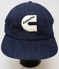 Rare VTG CUMMINS Denim Jean Trucker Mesh Snapback Hat Cap 80s 90s Made In USA
