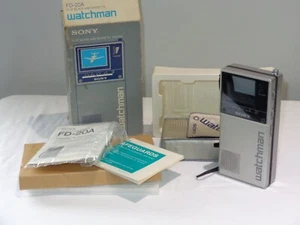 Vintage Sony FD-20A Flat Black And White TV Watchman in Box - Bild 1 von 8