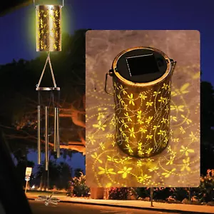 Dragonfly Wind Chime, Solar Lanterns Outdoor Waterproof Dragonfly Garden Decor G - Picture 1 of 12
