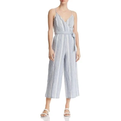 Mono Aqua para mujer S azul marino blanco a rayas sin mangas recortado pierna ancha nuevo con etiquetas BK23 Foto 1 de 4