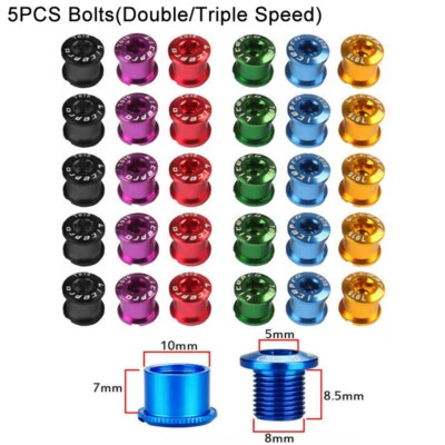 4/5PCS Single/Double/Triple Chainring Bolts MTB Road Bike Chain Ring Screws AL - Image 1 of 4