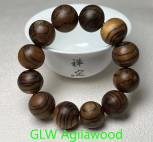 20 mm Echt Wild Kambodscha Agarholz Armband Malas Meditation Gebetsperlen 菩萨棋沉香 - Bild 1 von 10