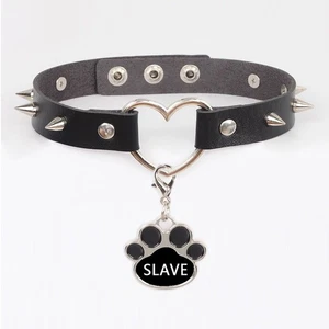 Collar Necklace Custom Spike Studded Rivet Punk BDSM Gift Dog Paw Choker V4 - Picture 1 of 28