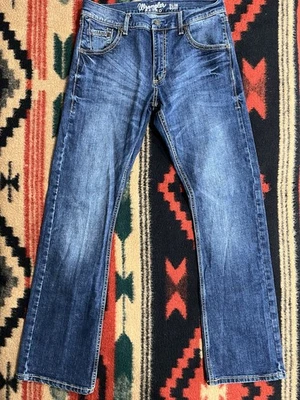 Jeans Retro Wrangler Para Hombres 31x34 Bota Ajustada Denim Usados en Excelente Condición Vaquero Country Rock WLT77LY Foto 1 de 4