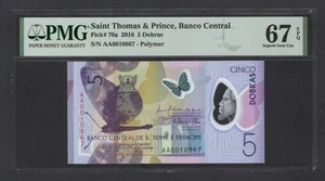 Saint Thomas & Prince 5 Dobras 2016 P70a Uncirculated Grade 67 - Picture 1 of 2