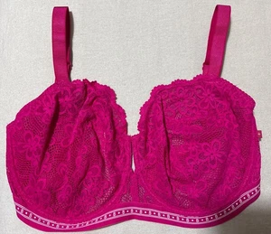 M&S B by BOUTIQUE UNDERWIRED NON PADDED LACE BALCONY BRA In HOT PINK size 32H - Picture 1 of 8