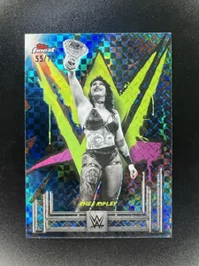 2025 Topps Finest WWE #160 Rhea Ripley Uncommon Blue Checkerboard Refractor /75 - Picture 1 of 3