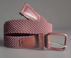 Ted Baker Burgundy Woven Belt Leather Accents Size S/M Up to Size 34 - Picture 1 of 4