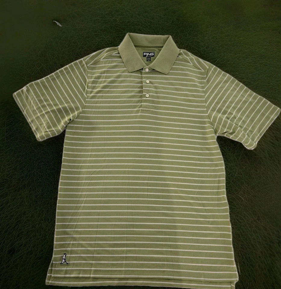 Camisa polo masculina de golfe Ping Performance verde média elástica  - Imagem 1 de 4