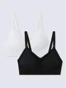 John Lewis Maria Seam Free Maternity Bras 2 Pack Padded Black White M BNWT - Picture 1 of 5