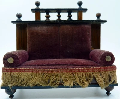 Antiguo sofá alemán Biedermeier años 1840 1:12 casa de muñecas miniatura Foto 1 de 4