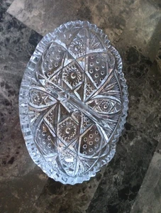 Antike kaiserliche Glas geteilte Schale Sägezahn Kanten aufwendig 7,5"x5" - Bild 1 von 7