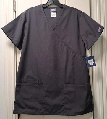 Blusa Médica Cherokee Workwear Unisex XS Cuello en V 4801 Peltre Manga Corta Atado Trasero Foto 1 de 4