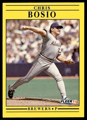 1991 Fleer Chris Bosio Milwaukee Brewers #576 - Image 1 of 2