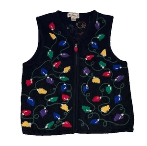 Bechamel Vintage CHRISTMAS VEST Sweater Sz Medium Lights Elf - Picture 1 of 8