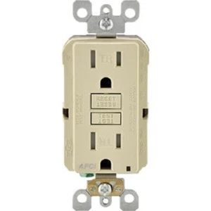 (6)-Leviton SmartLockPro 15A Ivory Arc Fault 5-15R Duplex Outlet R41-AFTR1-0KI - Picture 1 of 1