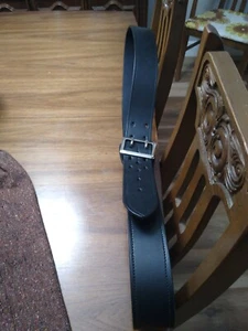 Black Leather Man's Belt With 58 long and inches wide. 2 1/2 in wide. - Picture 1 of 10