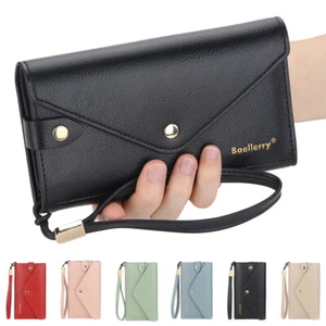 Cell Phone Case Leather Purse Wristlet Women's Credit Card Holder Hasp Wallet - Picture 1 of 19