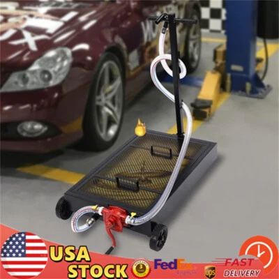 15 Gallon Oil Drain Tank Oil Drain Pan Large Capacity Oil Change Pan Dolly +Pump - Image 1 of 4