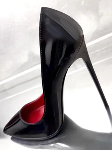 1969 Hecho en Italia B13 Stiletto Tacones Altos Estilo Pigalle Zapatos de salón de cuero Negro 43 - Imagen 1 de 16