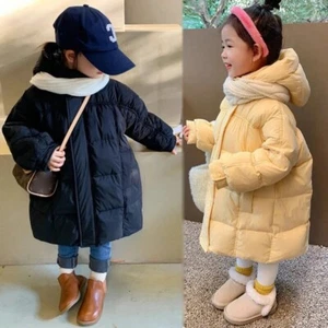 3-9Y Parka Snowsuit Winter Warm Down Jacket Girls Long Hooded Children Clothes - Picture 1 of 23