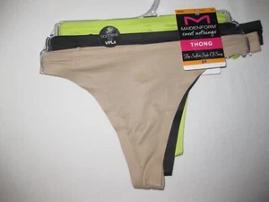 Maidenform Sweet Nothings 3pk microfiber thong panties S tan/black/lime nwt - Picture 1 of 3