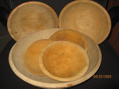 Lot 6 Vintage Primitive Wooden Farmhouse Country Dough Bowls Kitchen Munsing - Image 1 of 4