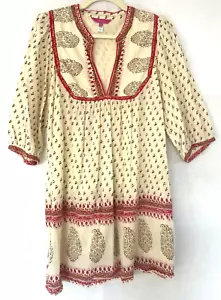 MONSOON Tunic Top Large Cotton Paisley Block Print Boho Smock V Neck - Picture 1 of 16