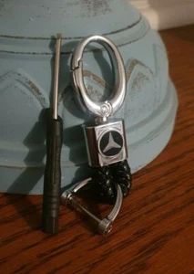 Porte clé Mercedes cuir corde tresser neuf sous blister - Imagen 1 de 2