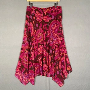 Y2K Bandolino Womens Maxi Skirt Size 10 Paisley Fairy Asymmetric Hem Whimsigoth - Picture 1 of 11