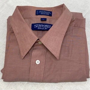Stafford Short Sleeve Pinkish Button Down Relaxed Fit Vacation Casual Mens 17 - Picture 1 of 12