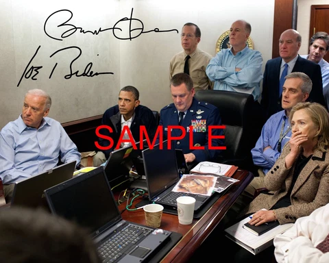 President Biden & President Obama Signed 8x10 Bin Laden Photo - PREPRINT Cover