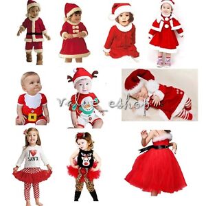 Baby Kids Boy Girl First Christmas Costume Outfit Suit Santa Party Dress Clothes