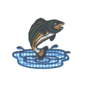 Parche de pescado saltador hierro bordado recortado a coser - Imagen 1 de 1