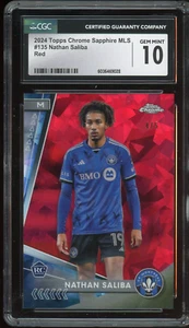 2024 Topps Chrome Sapphire Nathan Saliba Red Refractor Rookie RC #4/5 CGC 10 - Picture 1 of 2
