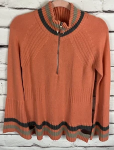 Diane Snyder Kaschmirpullover Damen Gr. S orange Viertelreißverschluss Langarm - Bild 1 von 7