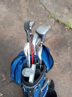 Golf Bag Blue & Black JR Kids Lancer Stand 27” 6-Pockets Double Strap Rain Cover - Image 1 of 4