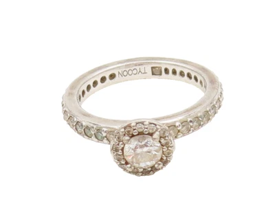 TYCOON 925 Silver  Vintage Topaz Halo Topaz Band Wedding Ring Sz 8 RG27277 - Image 1 of 4