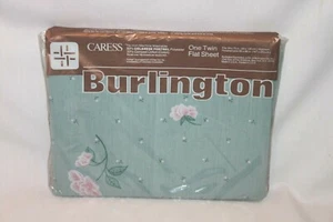 Vintage Burlington Caress TWIN Flat Sheet New Floral NOS - Picture 1 of 3