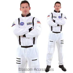 CL877 Astronaut White Mens Space Camp Suit Nasa Halloween Fancy Dress Up Costume - Picture 1 of 2