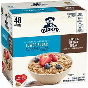 Quaker Instant Oatmeal, Lower Sugar Maple & Brown Sugar, Individual Packets,... 